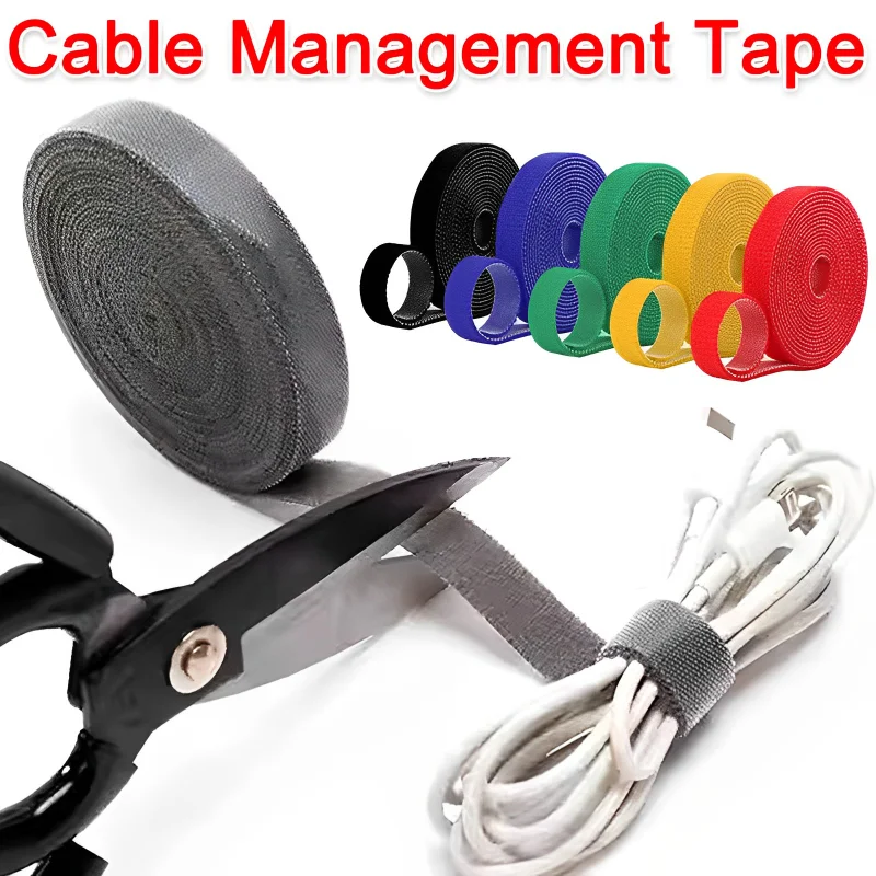 5M USB Cable Winder Cable Organizer Ties Mouse Wire Earphone Holder PC Cord Free Cut Cable Management Hoop Tape Protector