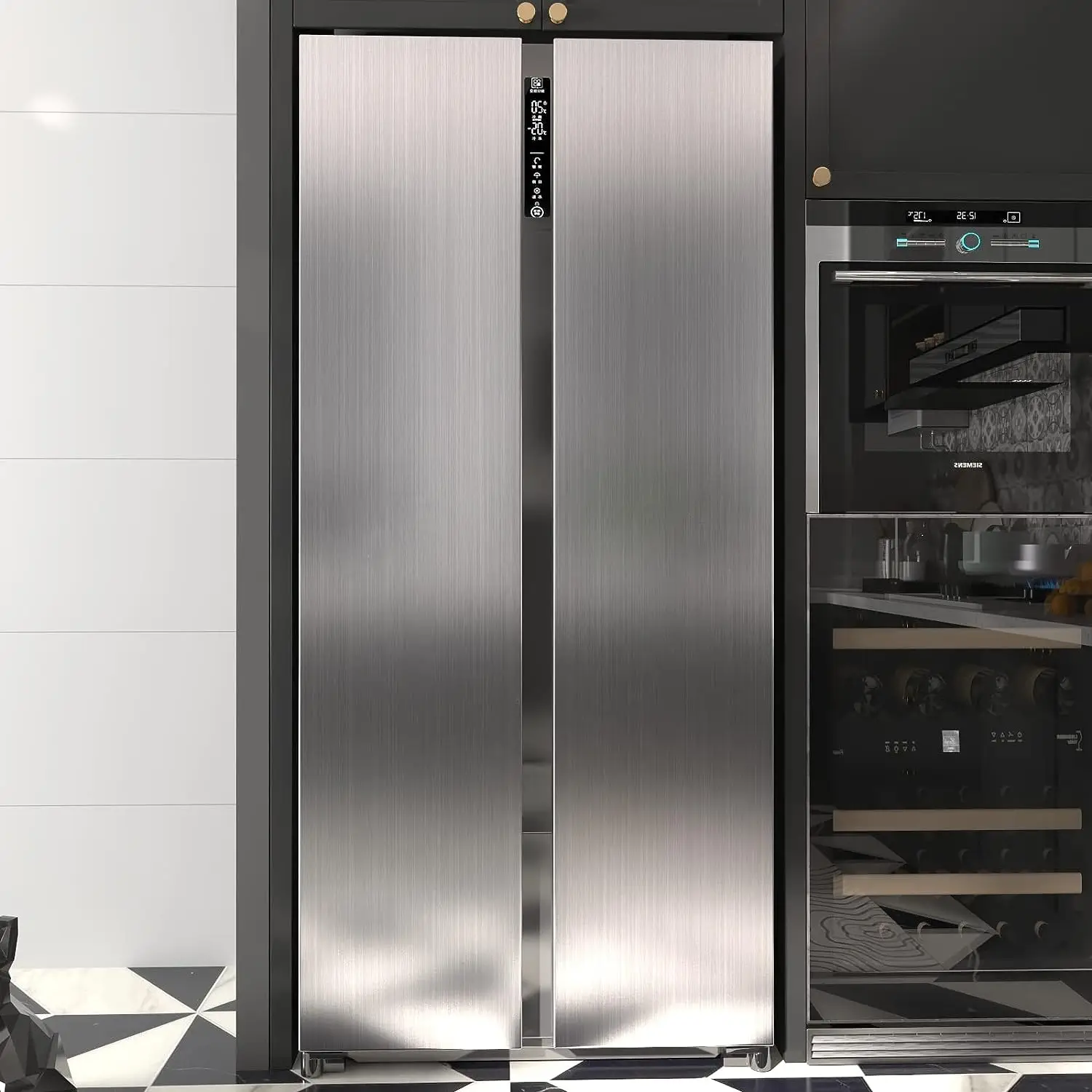 Carta da parati autoadesiva in argento spazzolato Pellicola decorativa per controsoffitto della cucina, moderna, resistente al fuoco e impermeabile