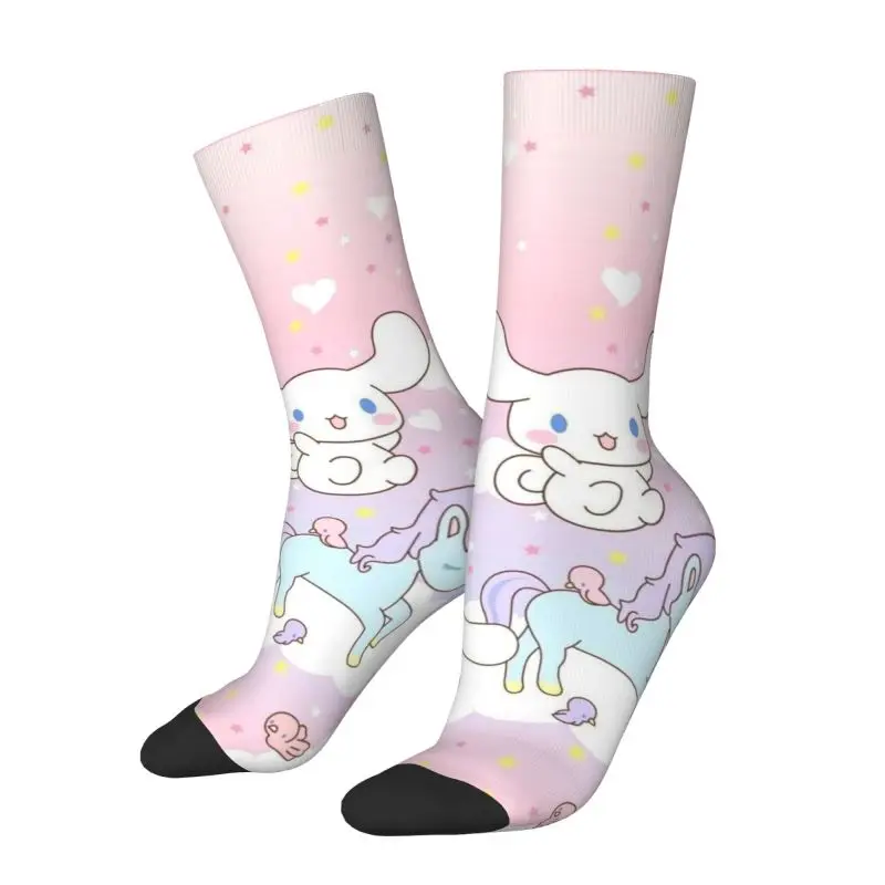 Custom Wallpaper Men Women Crew Socks Unisex Fun 3D Printed Cinnamoroll Dress Socks