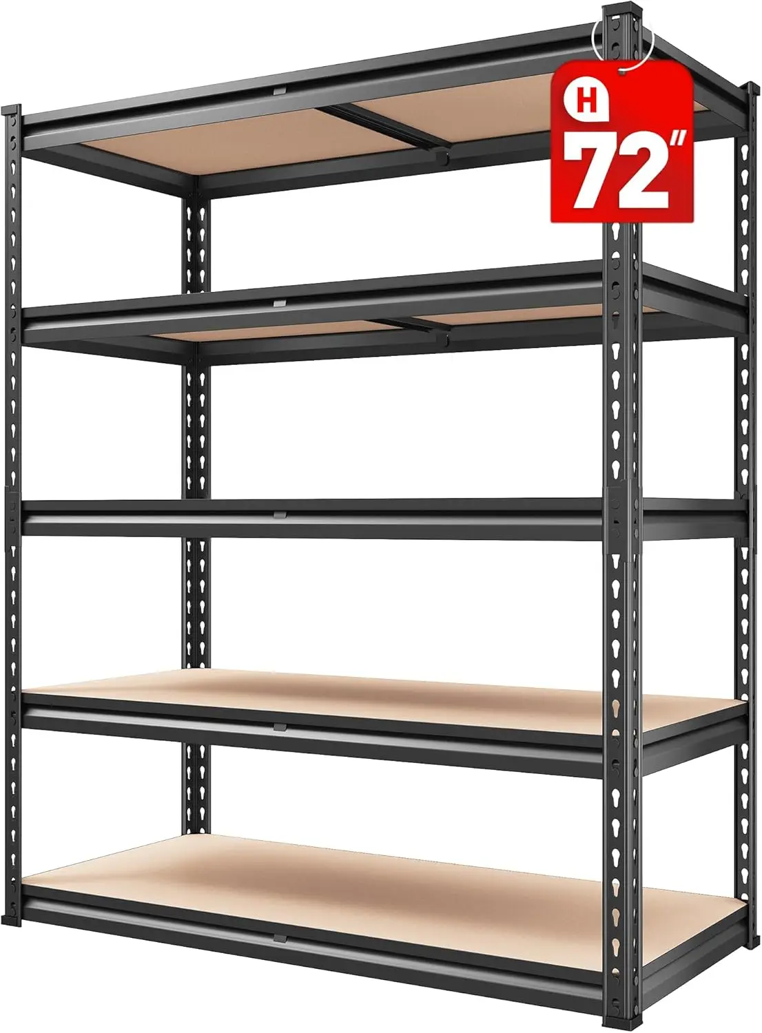 2000LBS garage shelves, 72 inch high storage shelves, heavy-duty shelves, 5-layer metal shelves