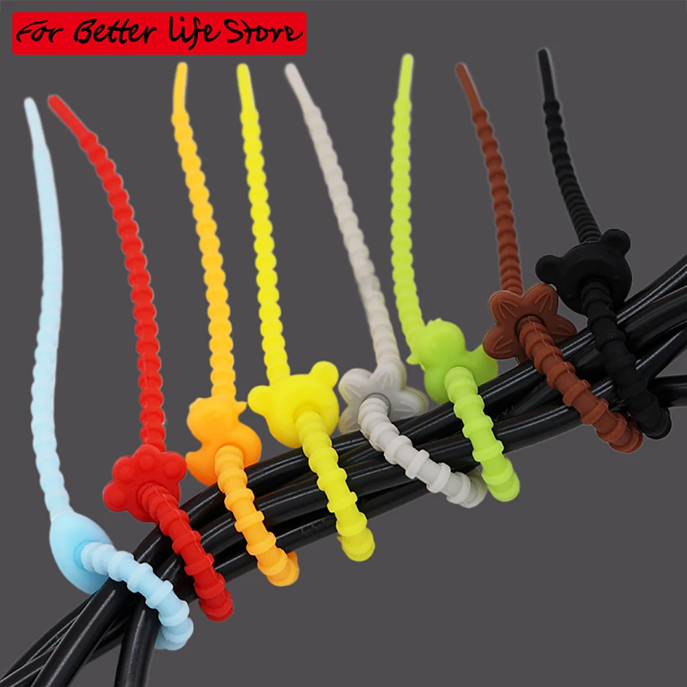 1PC reusable zipper, adjustable rope, elastic silicone rope holder for tying phone and computer electrical cables