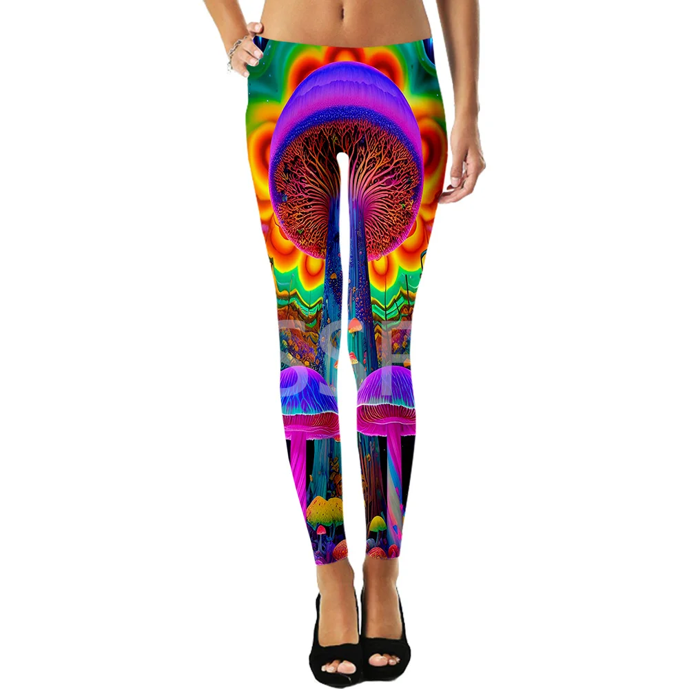 Mushroom Plant Fungus Psychedelic Trippy Tattoo Retro 3DPrint Sexy Women Leggings Yoga Funny Casual Briefs Fitness Outfit X7