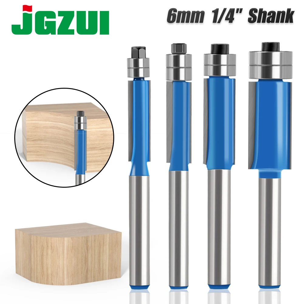 Diame 1/4′′ 5/16′′ 3/8′′1/2′′ Router Bit 6mm1/4′′ Shank Flush Trime Bit With Two Barings Router Bits For Wood Trimming Cutters