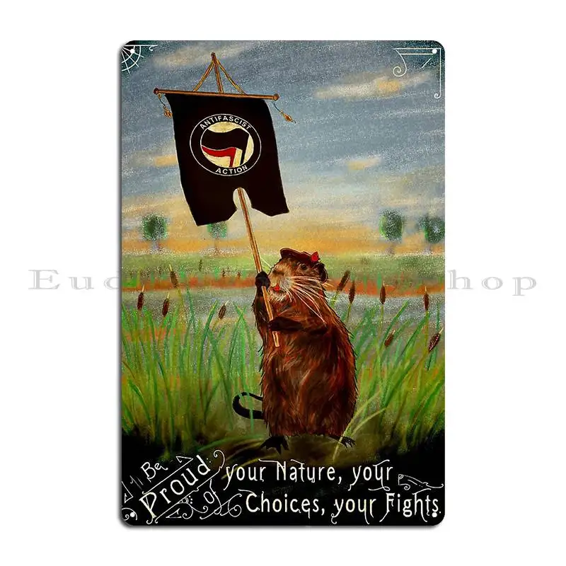 Be Proud Antifa Coypu Metal Plaque Poster Garage Club Decoration Designing PaintingTin Sign Poster