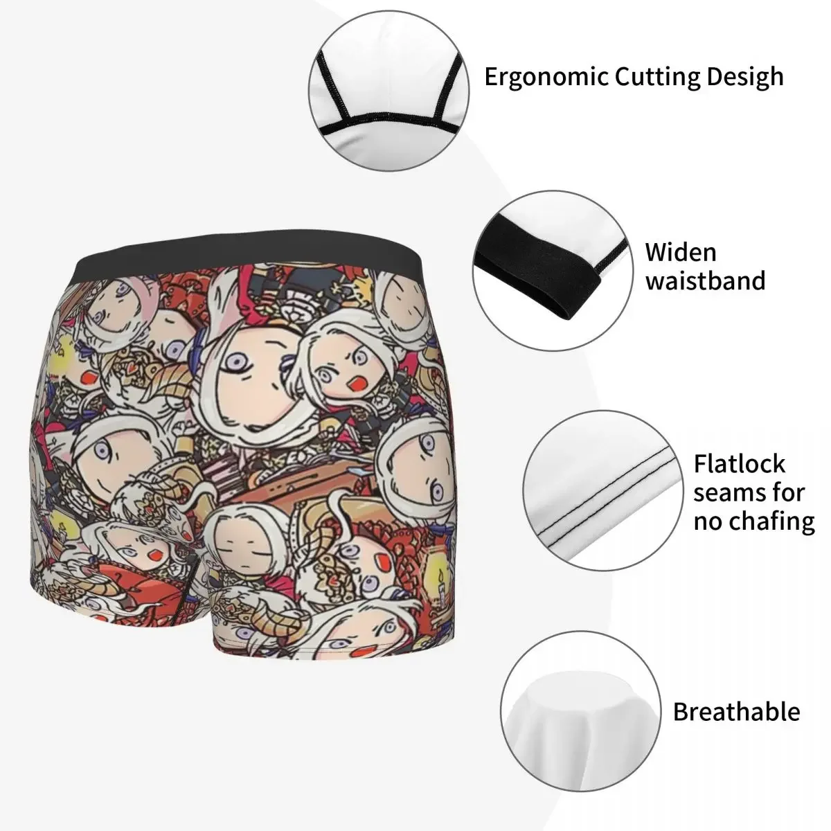 Emblem Three Houses,Chibi Edelgard Collage Underpants Breathbale Panties Male Underwear Print Shorts Boxer Briefs