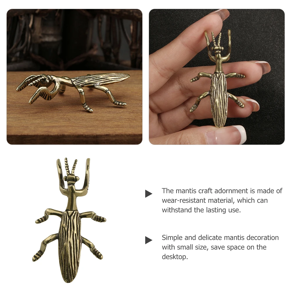 

Solid Copper Mantis naments H made Retro Sculpture Tea Pet Table Decoration Metal Crafts Statue Delicate Figurine Vintage