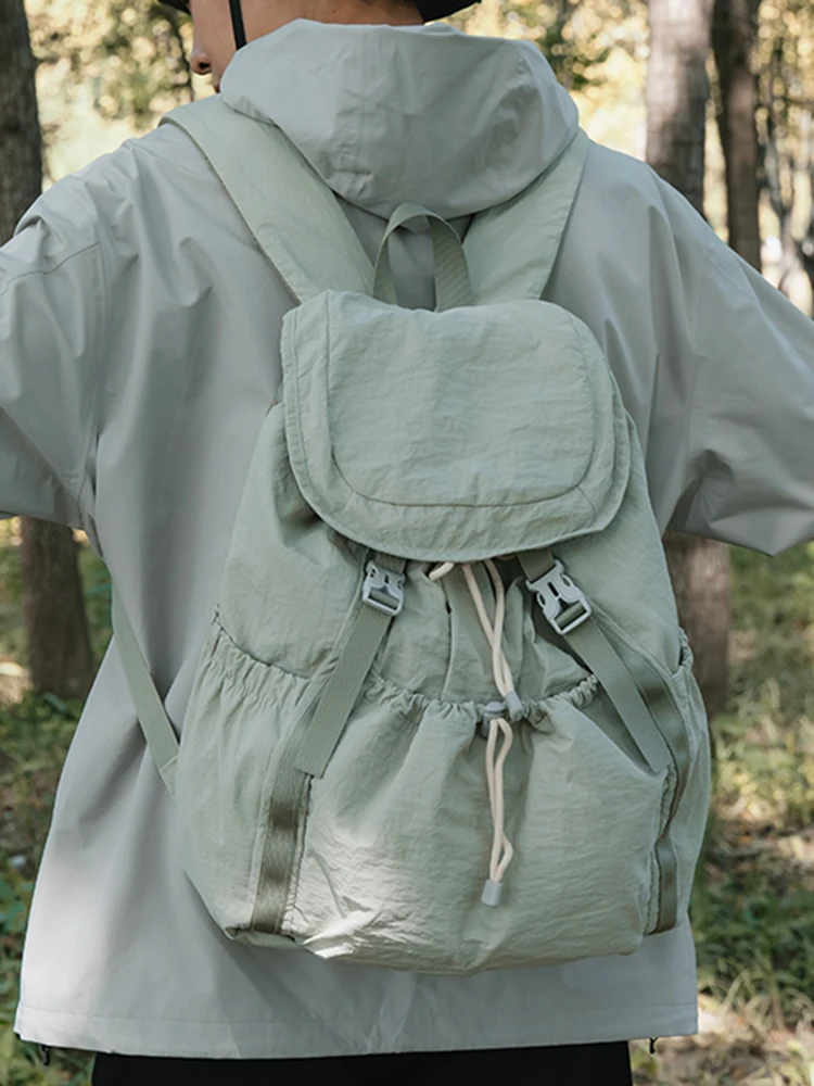 Lightweight Drawstring Outdoor Travel Women's Backpack Large Capacity Casual Style Rear Zipper Closure Shoulder Bag