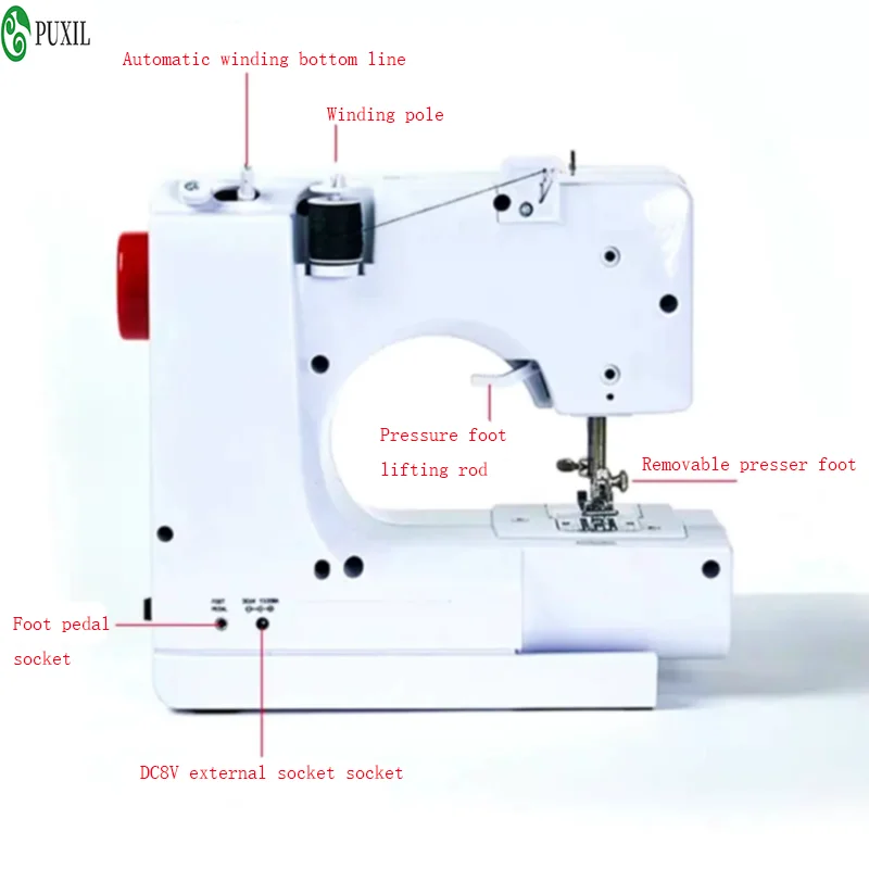 728 Mini Sewing Machine 14 Needle Electric Sewing Machine Multi functional 14 Thread Double Needle