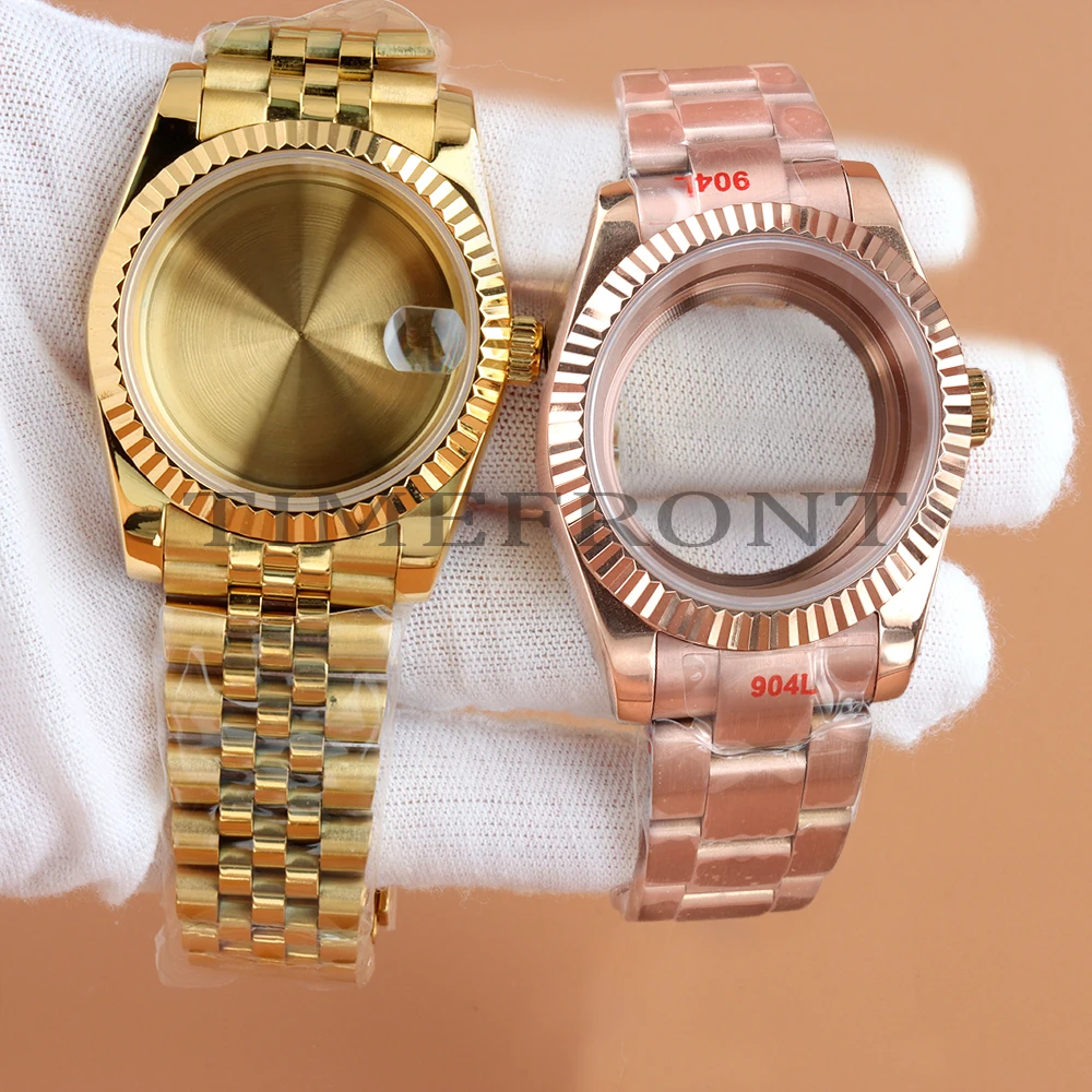 

Gold/Rose 36mm 39mm NH35 Water Resistant PVD Watch Case Fit Datejust NH35 NH36 Movement 28.5mm Dial Stainless Steel Bracelet