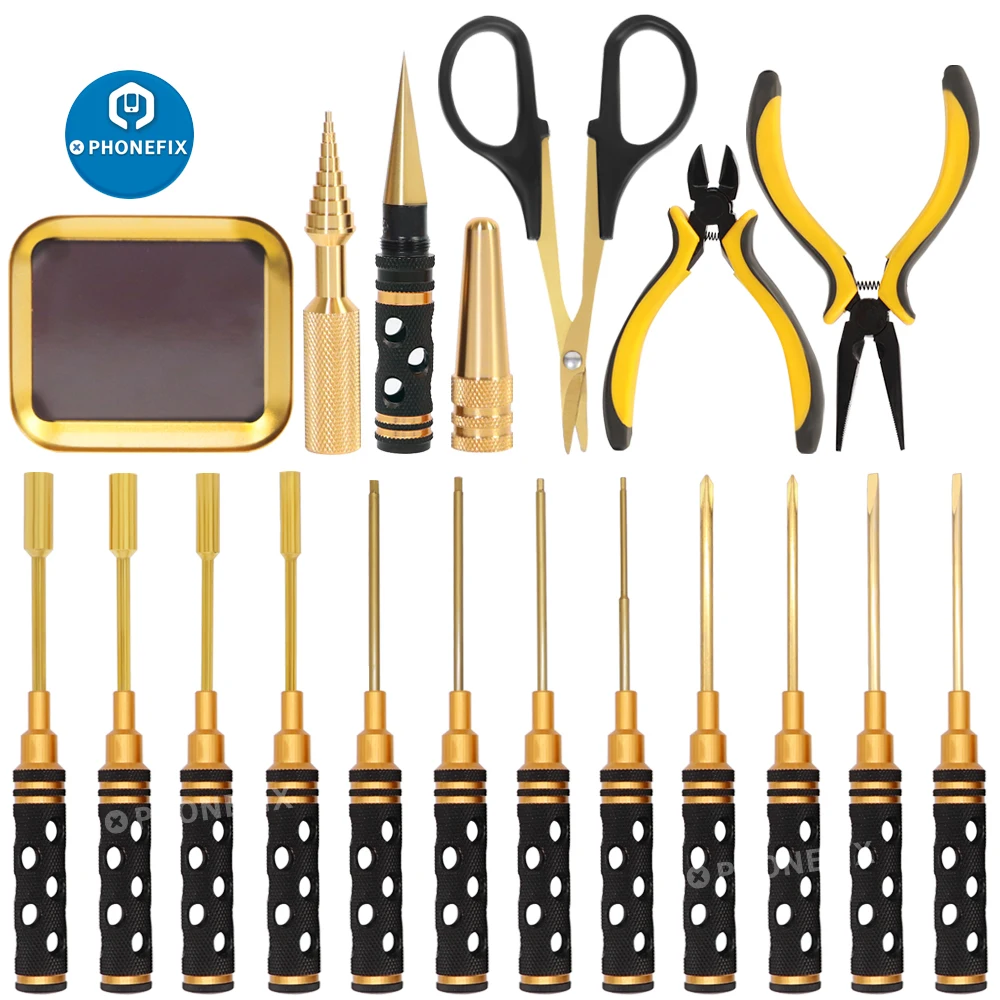 Kits de Ferramentas rc Hex Chave de Fenda Conjunto Alicate Reparação para rc Modelo Barco Helicóptero Precisão Engenharia 19 em Profissional