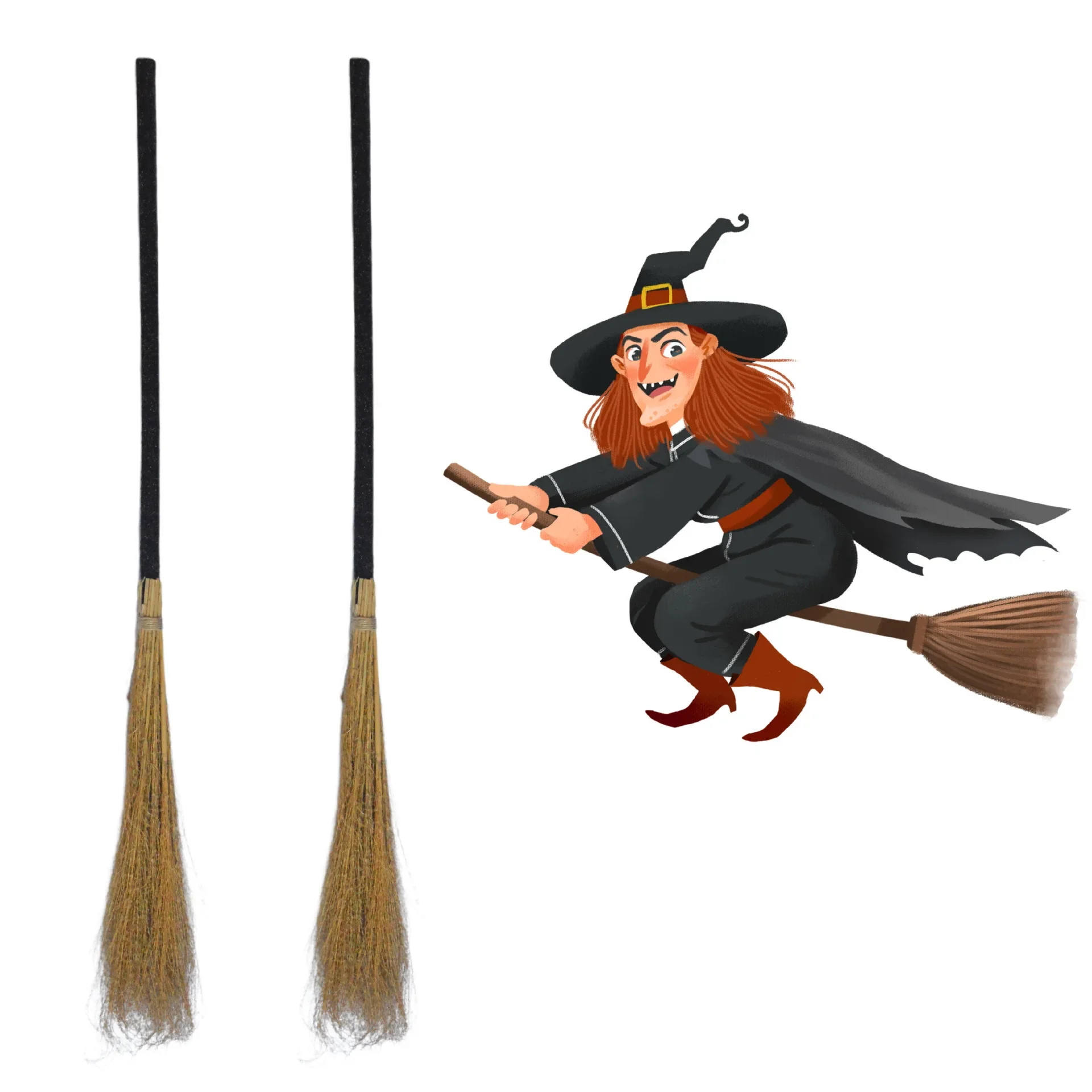 Halloween Sweep Costume Props Women's Witch Broom Harry Potter Magic Broom Witch Grandmother Ghost Festival Atmosphere Decoratio