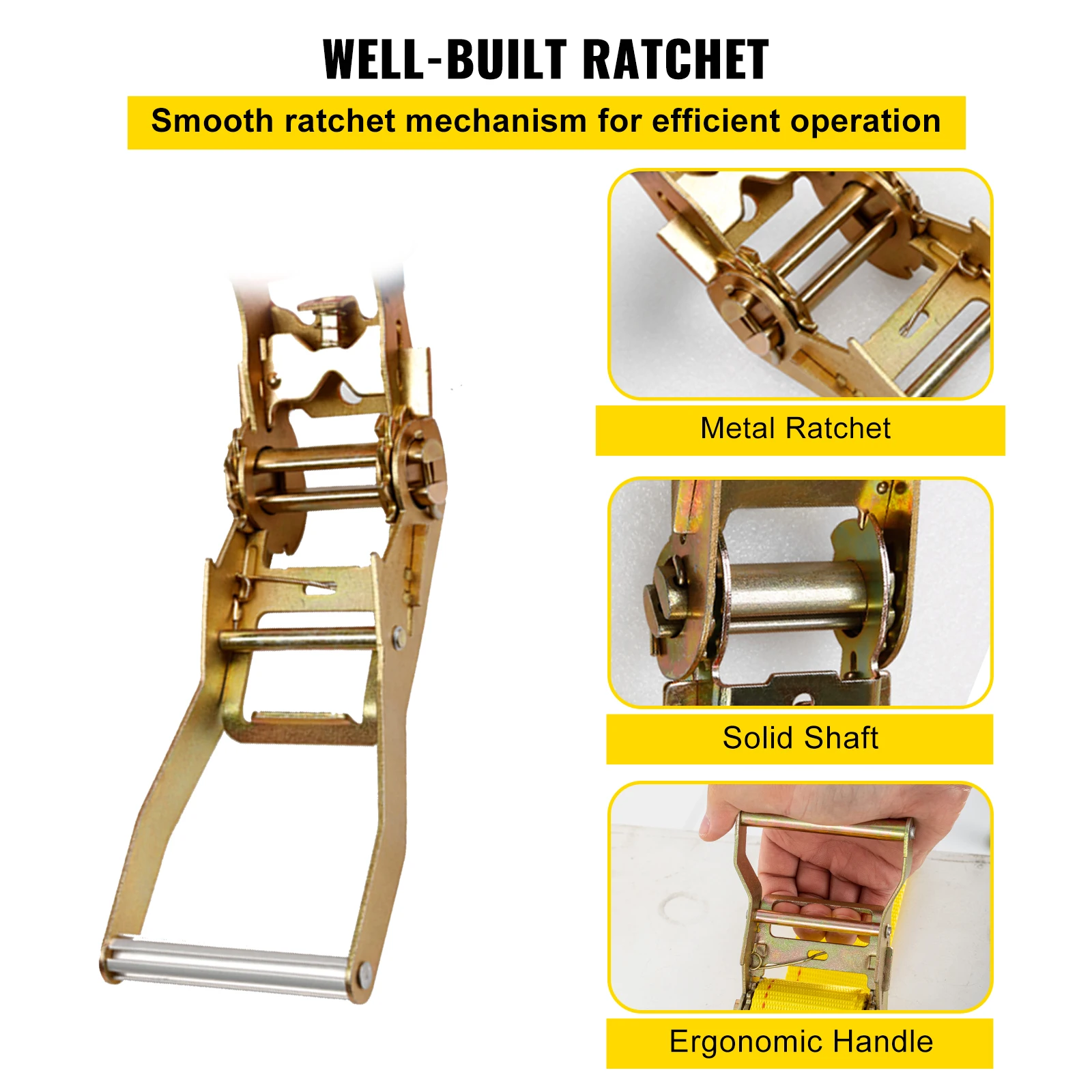 VEVOR E-Track ratelriem 18-pack 2 "x 15' E-railriemen 4400 lbs breeksterkte voor motorfietsen bandenaanhangwagen belastingen geel