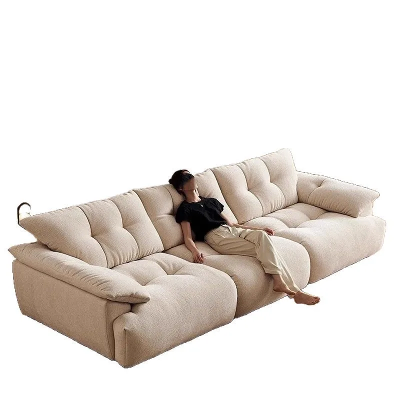 

Cloud cat paw cloth sofa backrest movable super deep sitting wide cream sofa high backrest