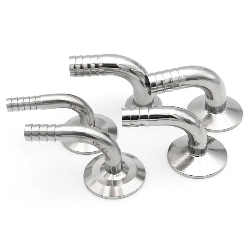 NEW 12.7/16/19/25/38/51mm OD Hose Barb Pipe Fitting Tri Clamp 90 Degree Elbow Ferrule 50.5 64mm Sanitary Stainless Steel 304