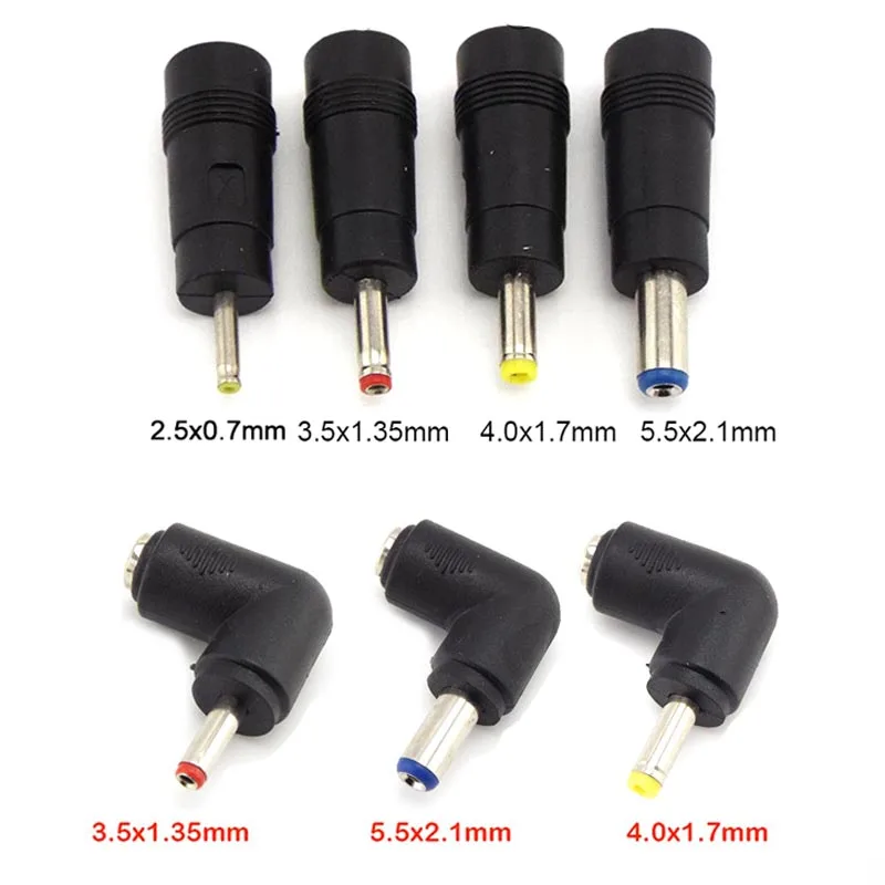 

Laptop DC Power Supply Connector 5.5x2.1mm Female Jack Conversion Plug Right Angle Male 3.5 2.5 4.0x1.7mm Charger Adapter