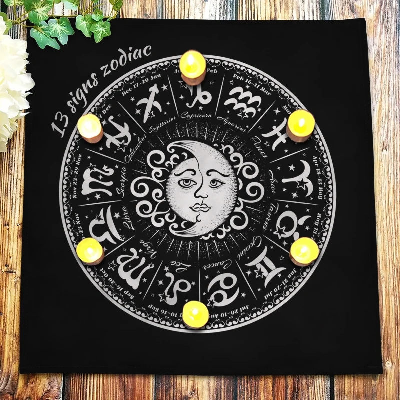 13 Signs Zodiac Horoscope Tarot Tablecloth Velvet Altar Cloth Divination Witchcraft Astrology Oracle Card Pad Drop Shipping