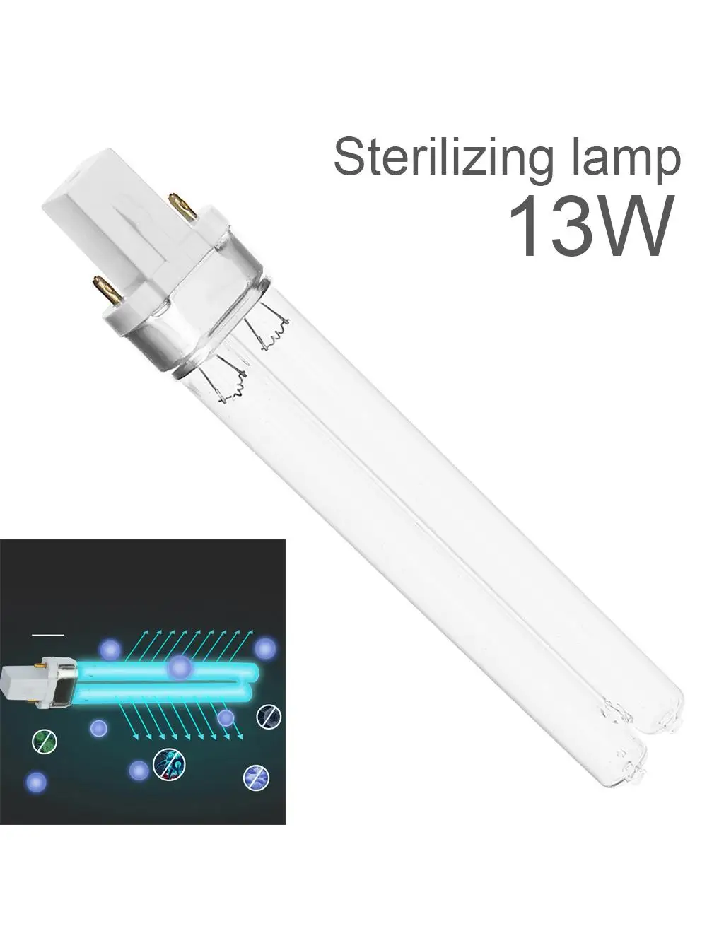 Lampe UV G23 5W/7W/9W/11W/13W, 253.7nm, 254nm, Purification de l'eau et de l'air, Tube UV en forme de H pour maisons/bureaux