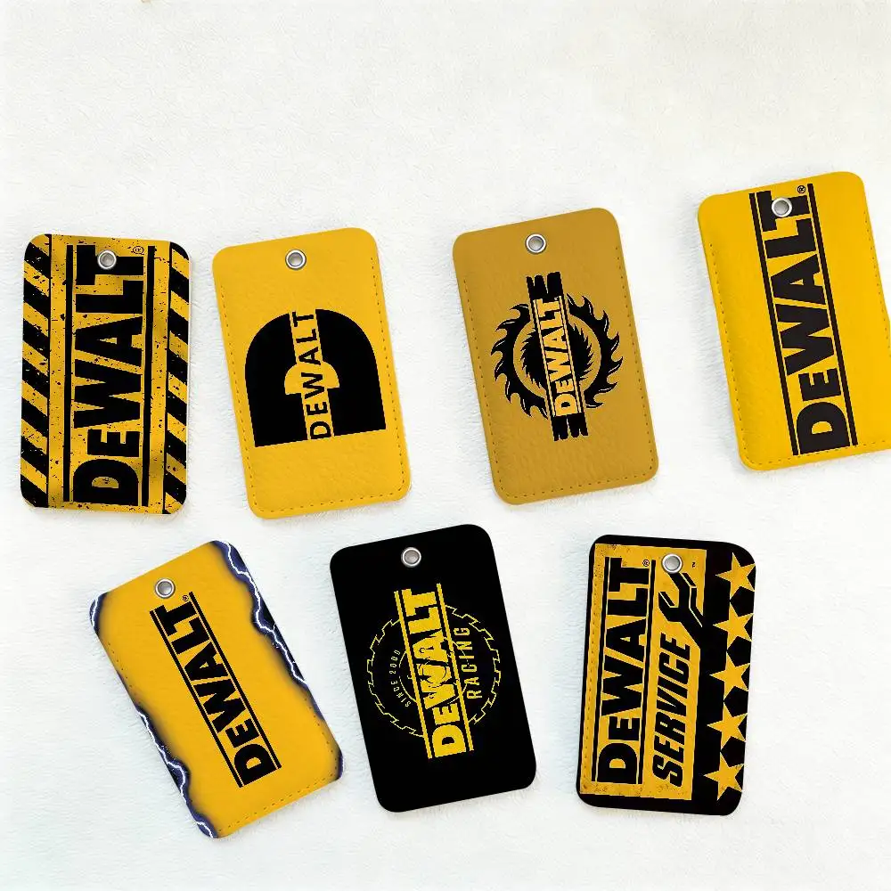 D-DEWALT PU Soft Leather Rectangular Key Card Holder Induction Elevator Protection Cover Youth Faion Accory