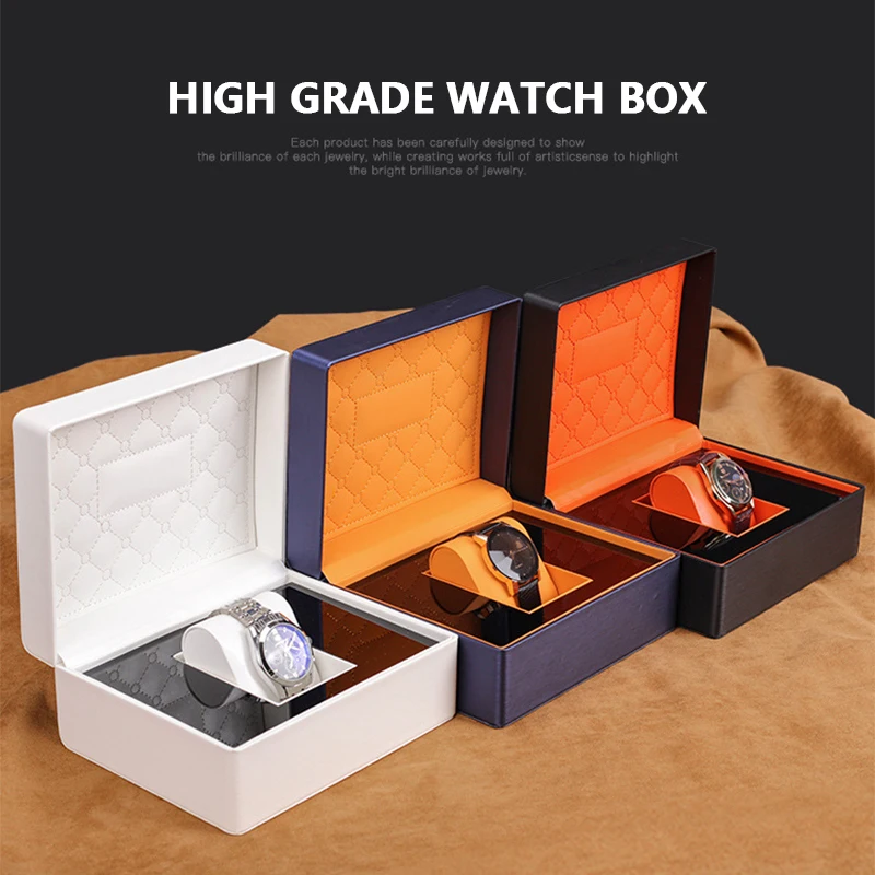 High End PU Leather Brushed Metal Effect Watch Packaging Cases Watch Display Organizer Gift Brand Packaging Customizable Logo