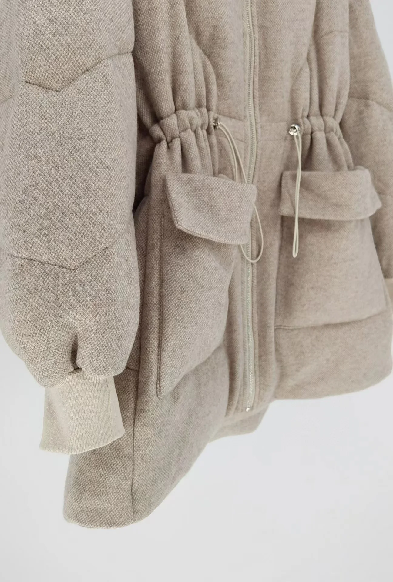 정품 밍크 퍼 퀼팅 다운 코트, 캐주얼 스타일, 장식