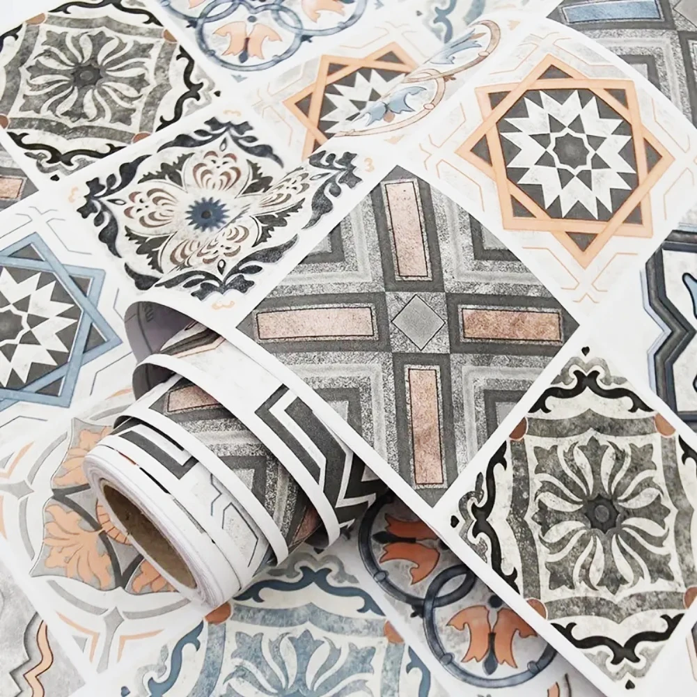 1pc Kitchen Floor Stickers Wear-resistant Self-adhesive Waterproof Floor Stickers Non-slip Texture Protection Stickers