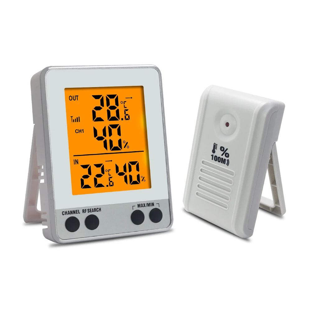 

Temperature Humidity Meter Indoor Outdoor Wireless Transmitter Thermometer Hygrometer With 3 RF Channel Max Min Record