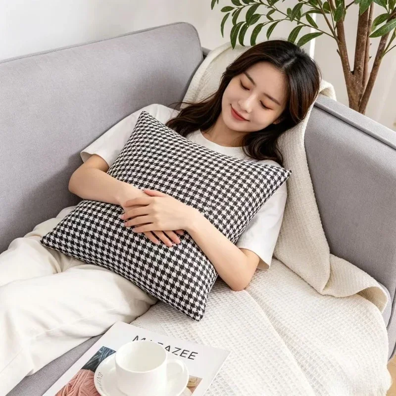 Qiandongge Ins Style Nordic Light Luxury Pillow Cover Bedside Office Cushion Car Back Sofa Pillow Soft Decorative Throw Pillow C