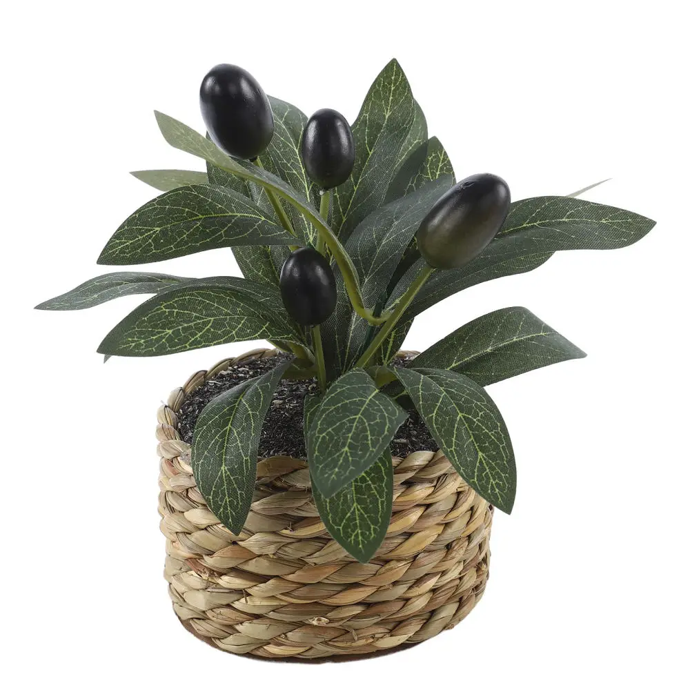Mini Fake Olive Tree Potted Plant Artificial Ornament Decorative Greenery For Tabletop Home Office Room Decoration