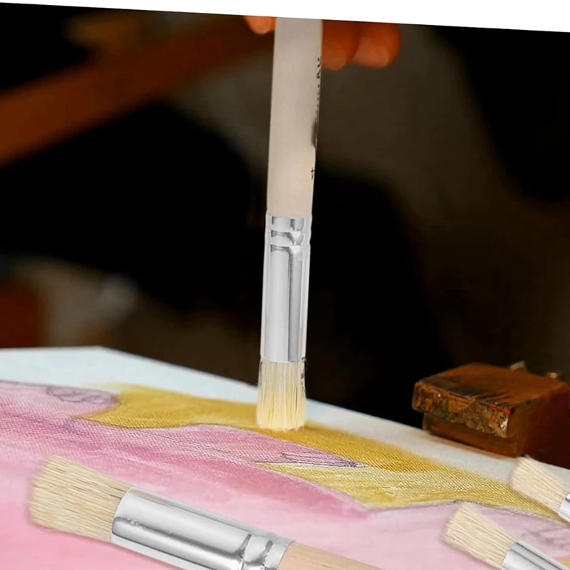 5Pcs Natural Template Paint Brushes The Brush Painting Wooden Painting Brush Crafts Natural Short Game Crafts Making Easy To Use