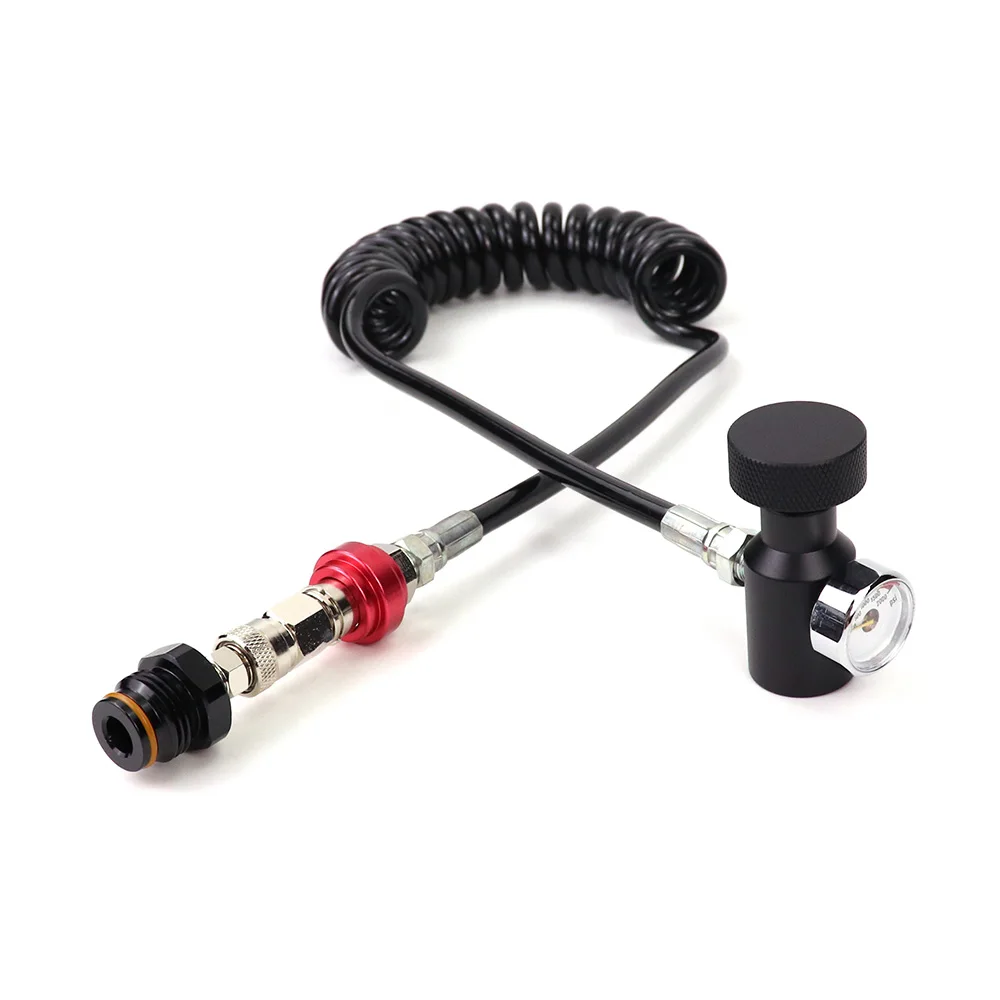 HPA CO2 Coil Remote Hose Thick Line With Slide Check , Quick Disconnect , 2000PSI Gauge