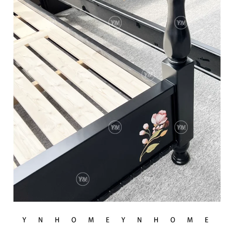 

Кровать из цельного дерева в стиле ретро/французская двуспальная кровать принцессы, старый дом, трансформация, подходит для спален и гостиных