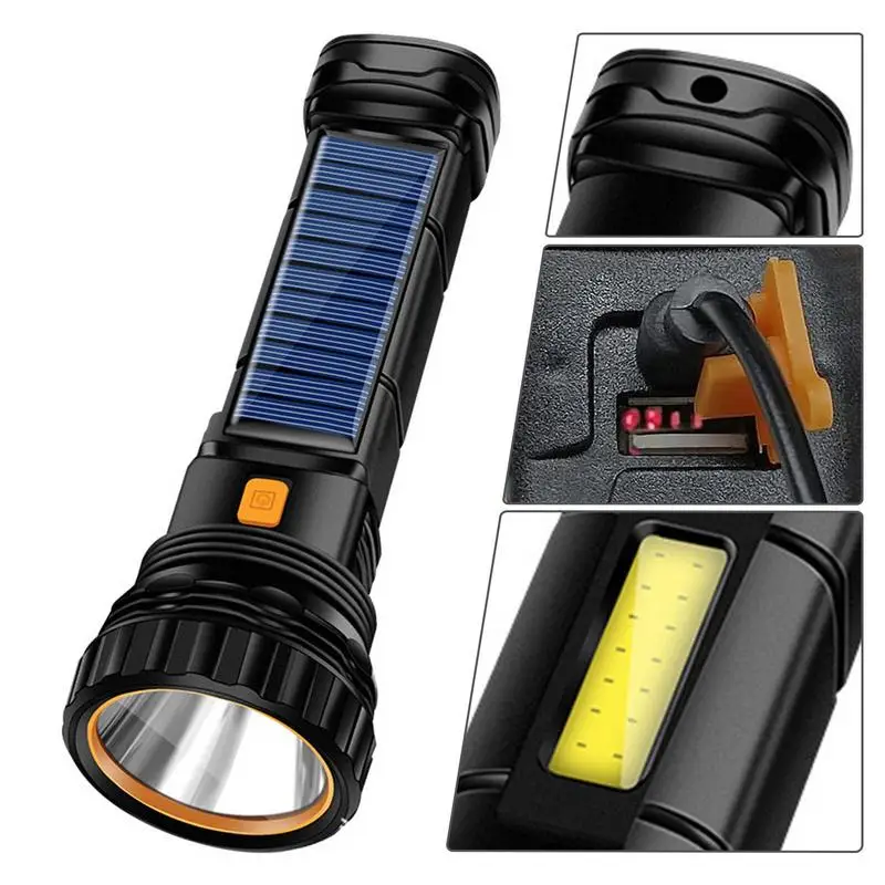 Linterna Led Solar portátil, lámpara estroboscópica recargable, impermeable, para pesca, Camping, emergencias, senderismo