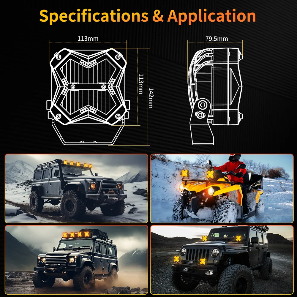 5 Inch Led DRL Work Light Off-road Vehicle Modified A-pillar External Super Bright LED Spotlight for Tank 300 for Jeep Wrangler