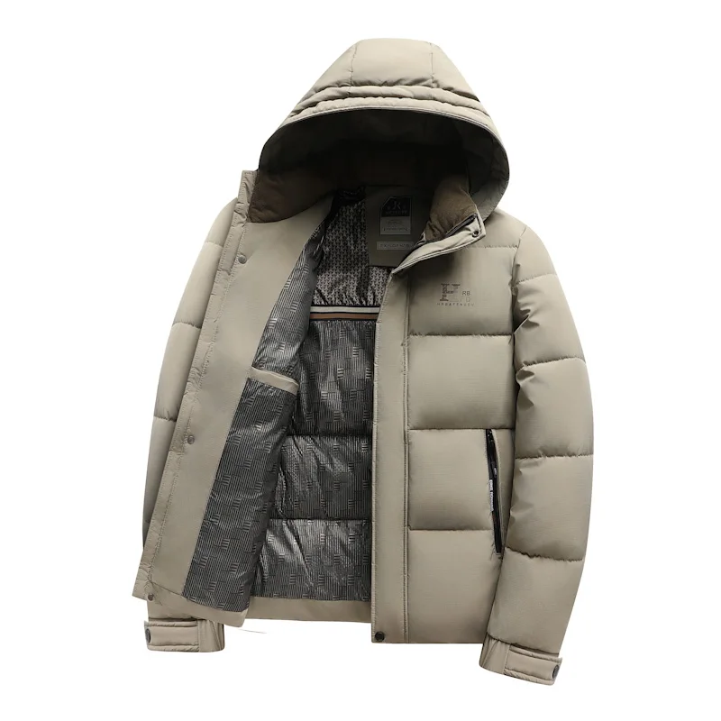 2025 Chaqueta de algodón con capucha y cremallera informal de moda cálida y gruesa de grafeno para hombre nueva de invierno