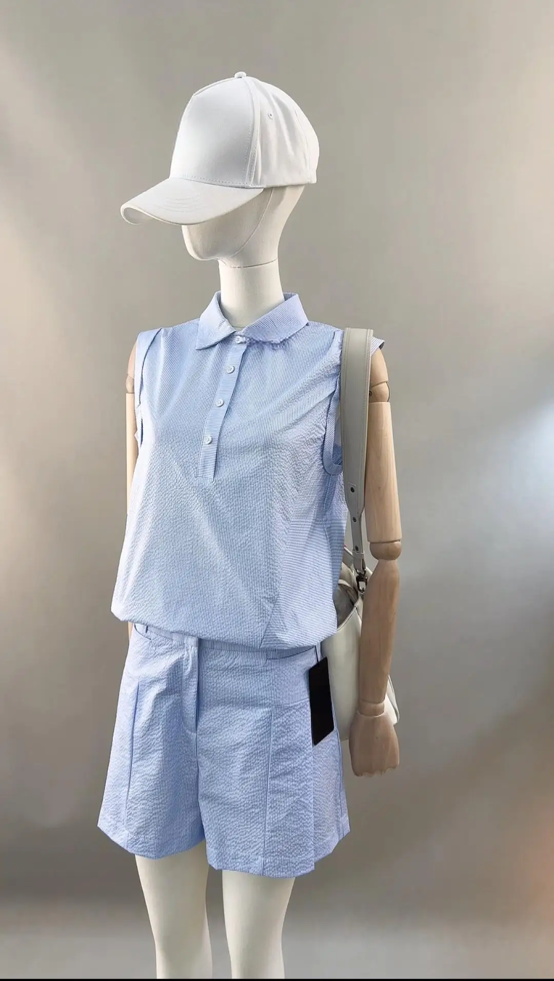 2026 Summer Women Golf Two Piece Set Lapel Sleeveless Top & Shorts Breathable Versatile Casual Sports Golf Outfit