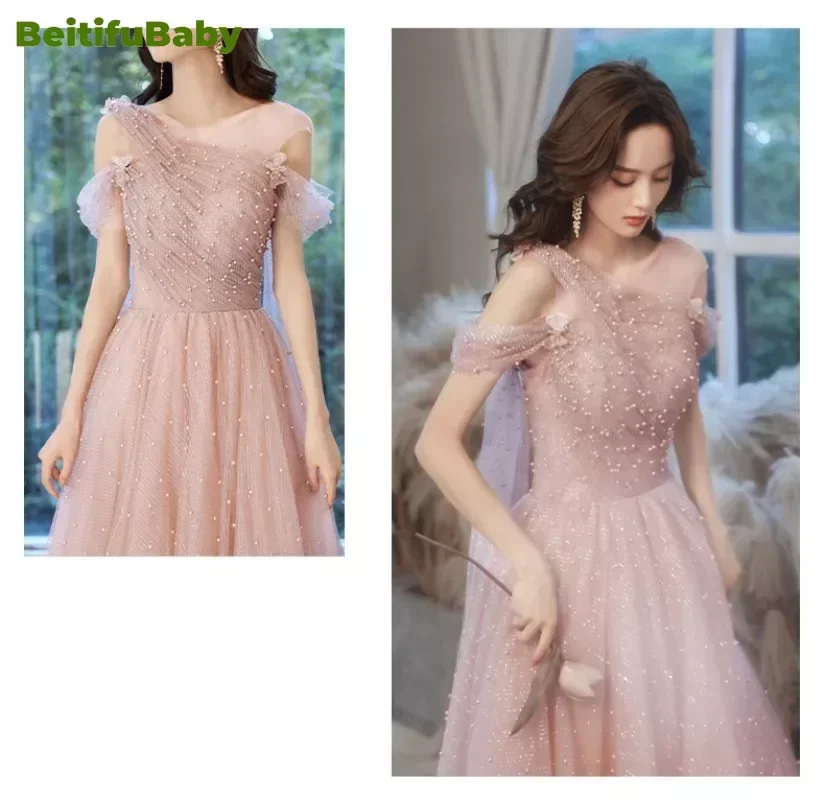 Vestido de noche de fiesta estilo Palacio para mujer, falda larga sin mangas, elegante, Formal, brillante, 2024