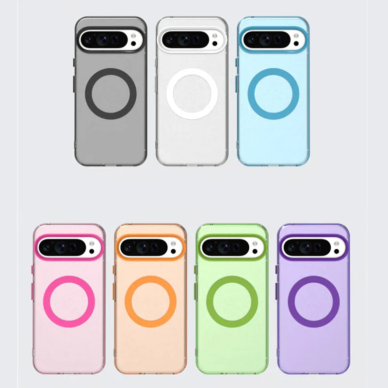 For Google Pixel 9 Pro XL For Pixel 8A 8 9 Pro XL Case Translucent Candy Color Matte Magnetic Shockproof Protective Bumper