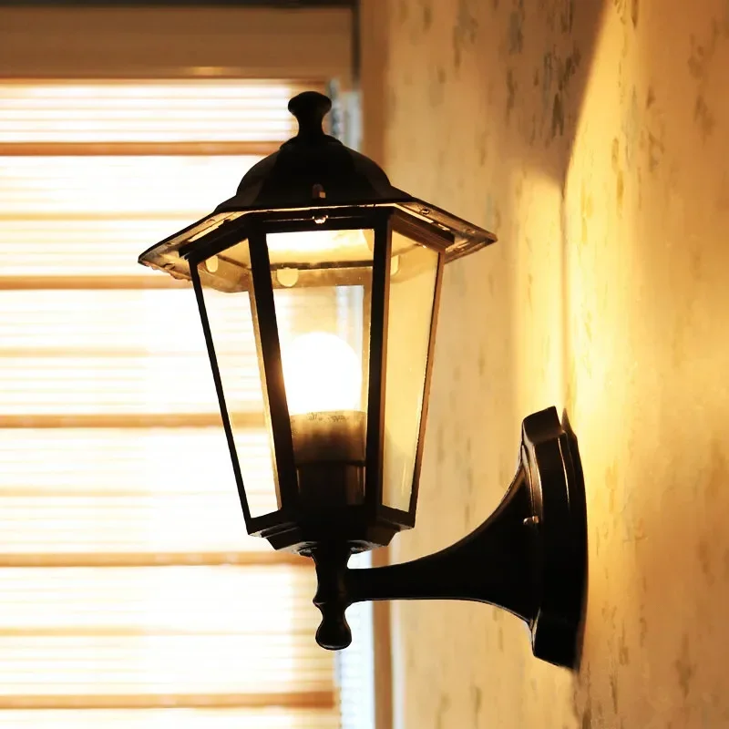 Retro Garden Outdoor Lights Waterproof Lighting Outside Balcony/Corridor/Garden/Yard/Villa E27 LED Industrial Glass Wall Lamps