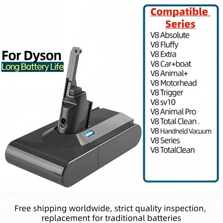 

Аккумулятор VISET, совместимый с Dyson V8, 21.6V 6800mAh 4800mAh, для пылесосов серии SV10 Absolute Animal