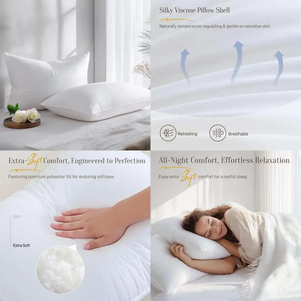 

Hypoallergenic Bamboo Viscose King Size Pillows Set of 2 with Down Alternative Filling, Oeko-Tex Certified Luxury