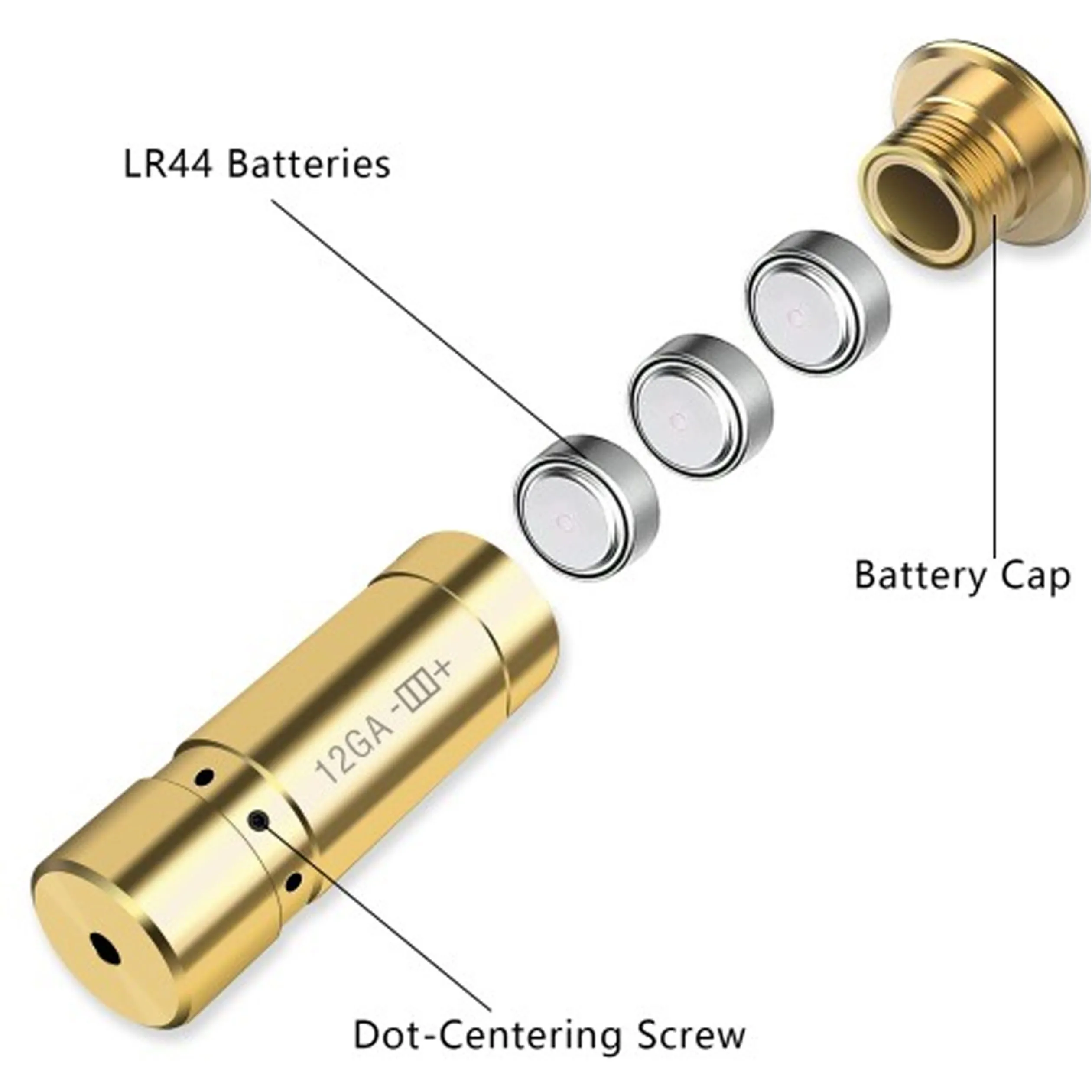 12GA Tactical Laser Bore Sight Training 20GA 9mm .22 22LR .177 .223 .308 5.45x39 9x19mm Bore Sighter Collimator Boresight Scope