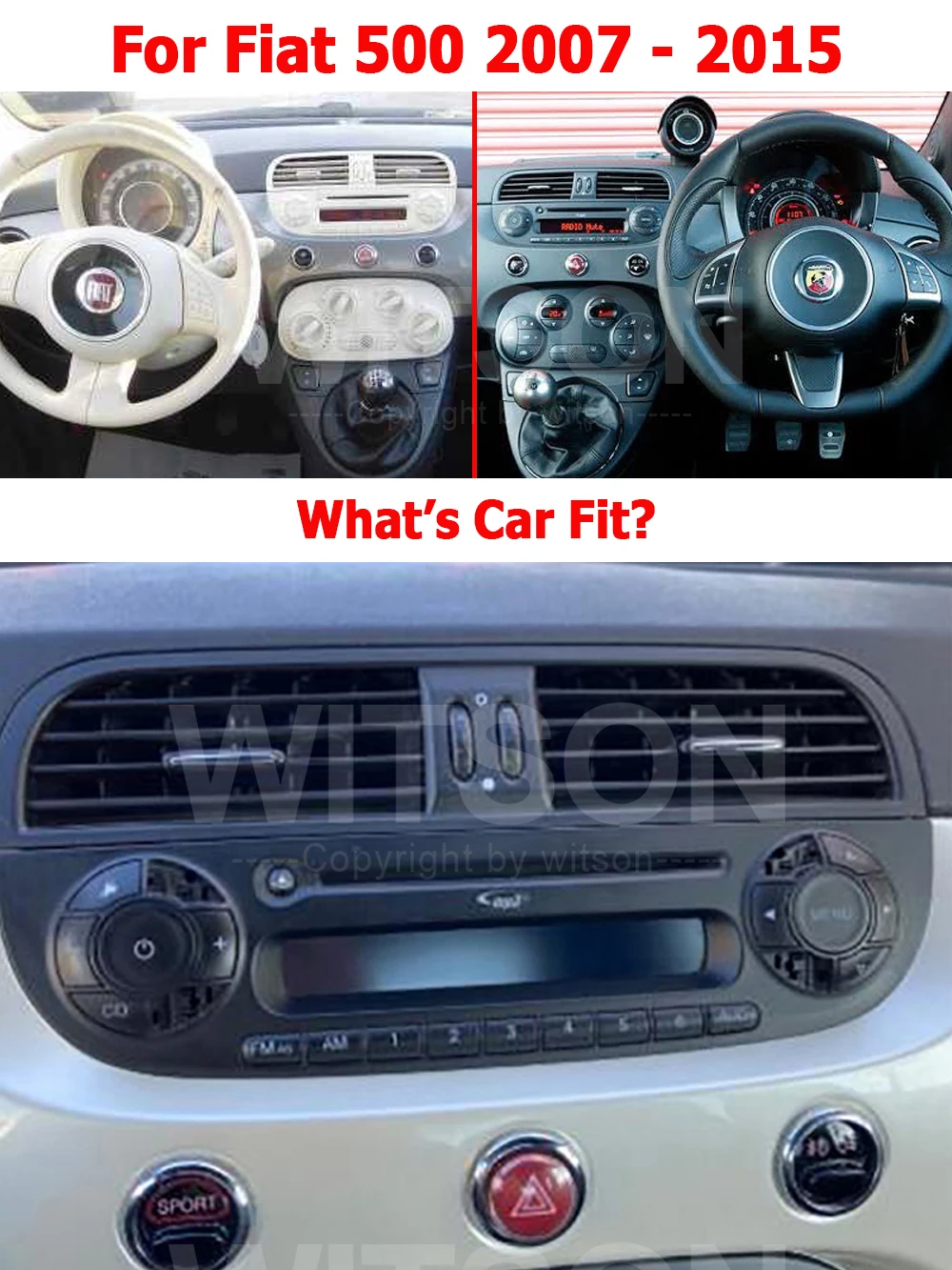 Autoradio For FIAT 500 CarPlay Android 13 Multimedia 2007 - 2015 WITSON 7