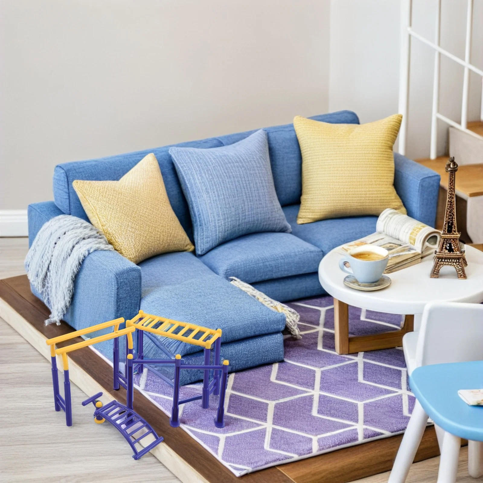 3개 세트 미니어처 플라스틱 체육관 장비 야외 피트니스 세트 창의적인 인형집 액세서리 미니어처 풍경 장식