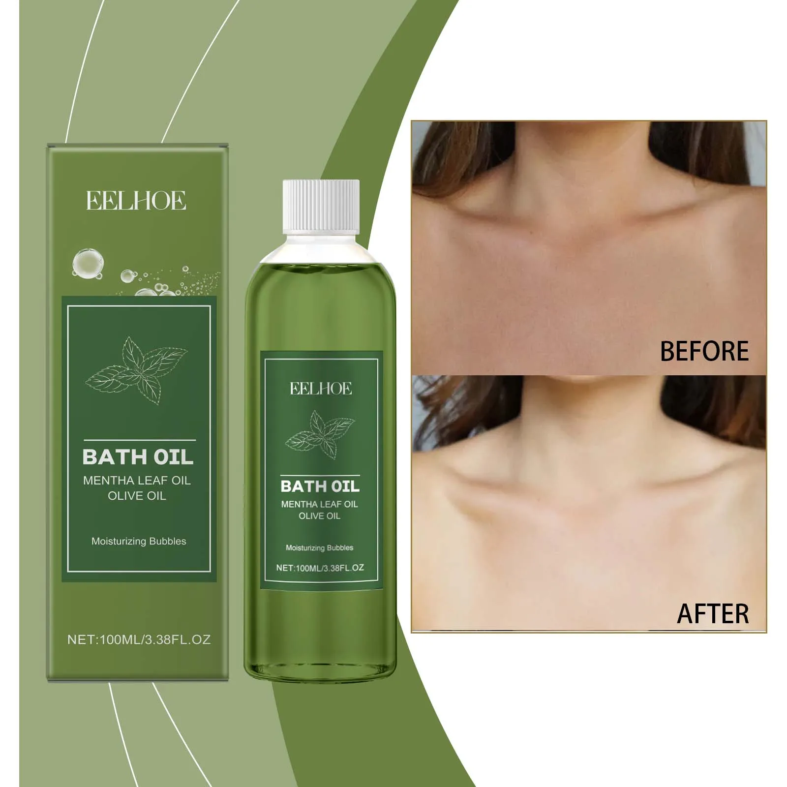 Mentha Leaf & Olive Bath Oil - Moisturizing Bubble Bath for Relaxation & Skin Hydration | 100ml"