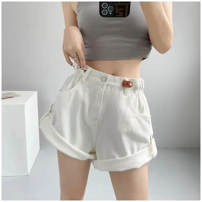 Shorts Basics Denims Women Jean High Waist Sexy Jeans Casual Buttons Pockets 2024 Summer Short Femme Denim Wide Leg Pants