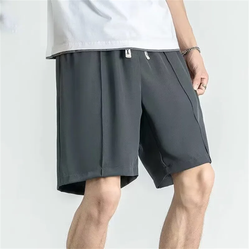 

Летний мешковатый костюм из ледяного шелка, шорты для мужчин, спортивные повседневные короткие спортивные штаны для тренировок в тренажерном зале, уличная мода Y2K, прямые бермуды