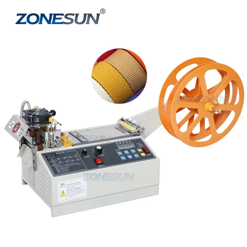 

ZONESUN Gum Plastic Elastic Cloth Insulation Masking Computer PVC Electric Automatic Webbing Tape Cutting Machine For Mask