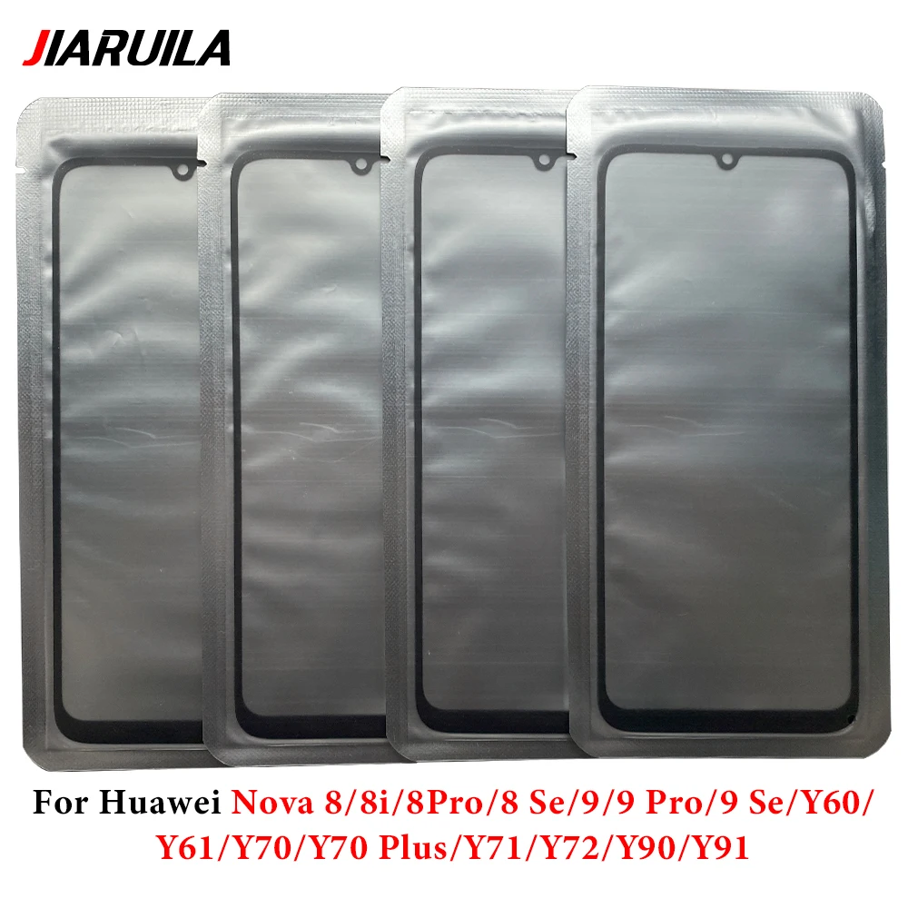 10Pcs，LCD Front Touch Screen Lens Glass with OCA For Huawei Nova 8 8i 9 Se Pro Y60 Y61 Y70 Plus Y70 Y71 Y72 Y90 Y91