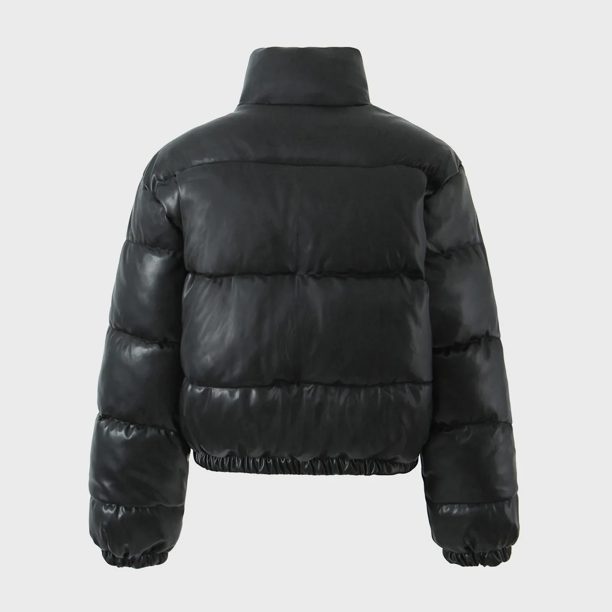 Korean Stand Collar Cropped Jacket Winter Coat Women's Clothing Trend Puffer Jackets Warm Streetwear Knit Patchwork Long Sleeve