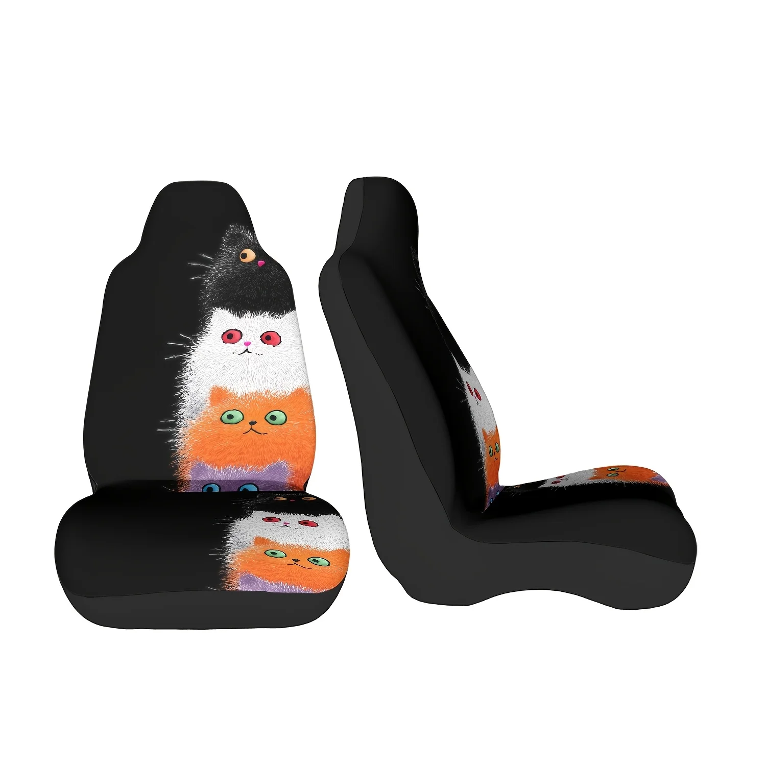 Printed Four Cats in a Stack Cute and Adorable Themed Pattern Car Seat Cover, Easy to Install, Easy to Clean